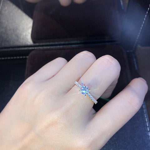 Simple silver plated S925 imitation zircon ring m1915010484