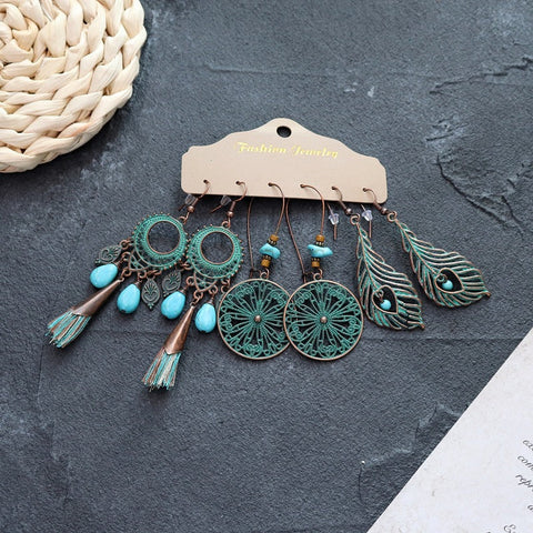 Bohemian ethnic style long earrings m1915010447