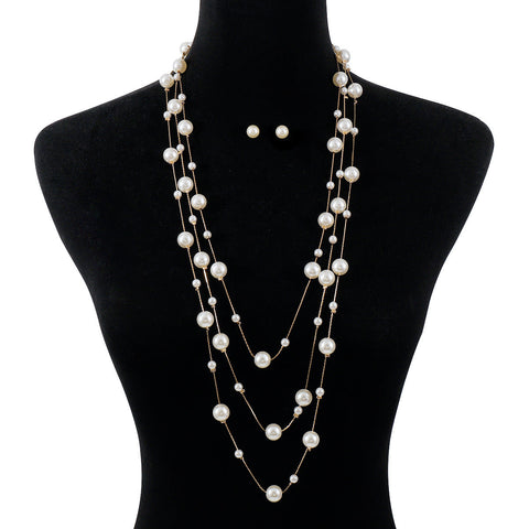 Collier multicouche de perles de luxe léger, design élégant avec petit parfum m1915010512