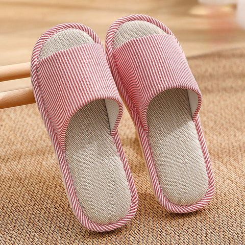 Pantoufles en lin de saison pour femmes, maison m1915010543 